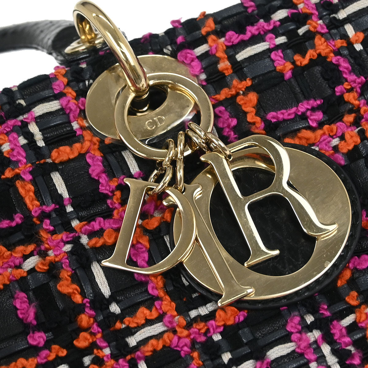 Christian Dior * Black Tweed Large Lady Dior Cannage Handbag