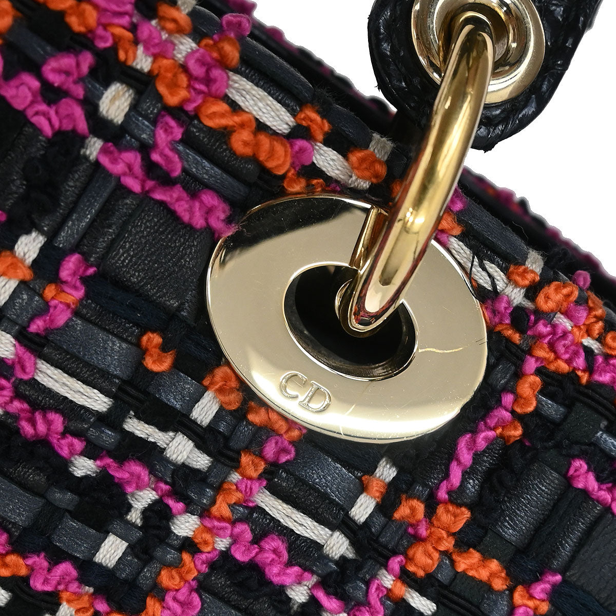 Christian Dior * Black Tweed Large Lady Dior Cannage Handbag