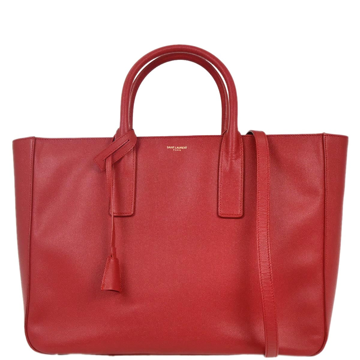 Saint Laurent Red Leather Sac Museum Tote Handbag