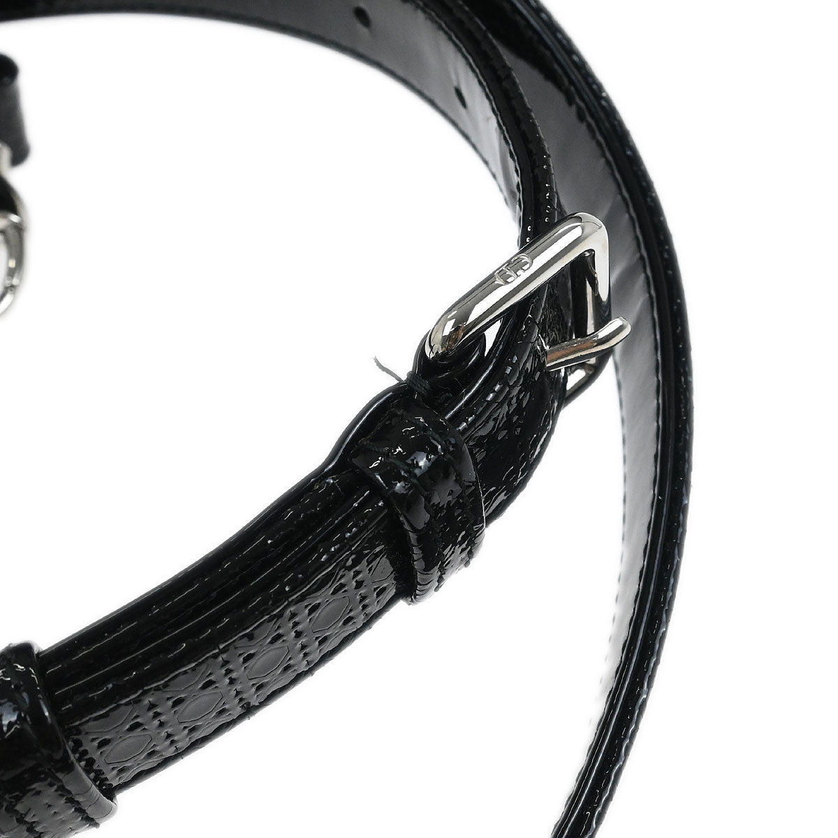 Christian Dior Black Patent Leather Medium Lady Dior Cannage 2way Shoulder Handbag