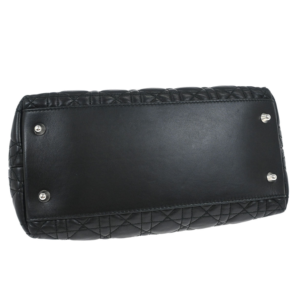 Christian Dior Black Lambskin Lady Dior Cannage Handbag