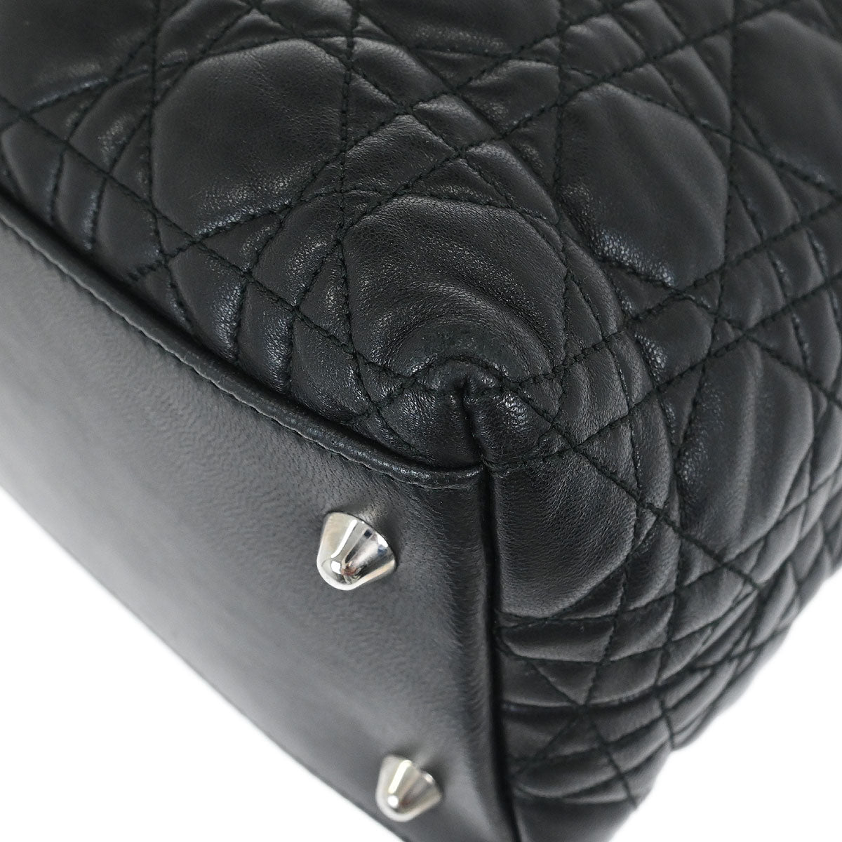 Christian Dior Black Lambskin Lady Dior Cannage Handbag