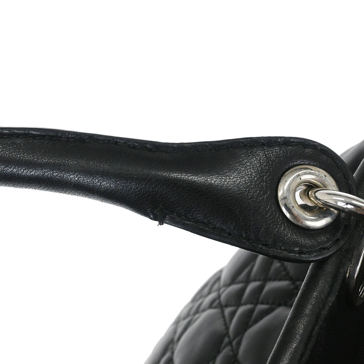 Christian Dior Black Lambskin Lady Dior Cannage Handbag