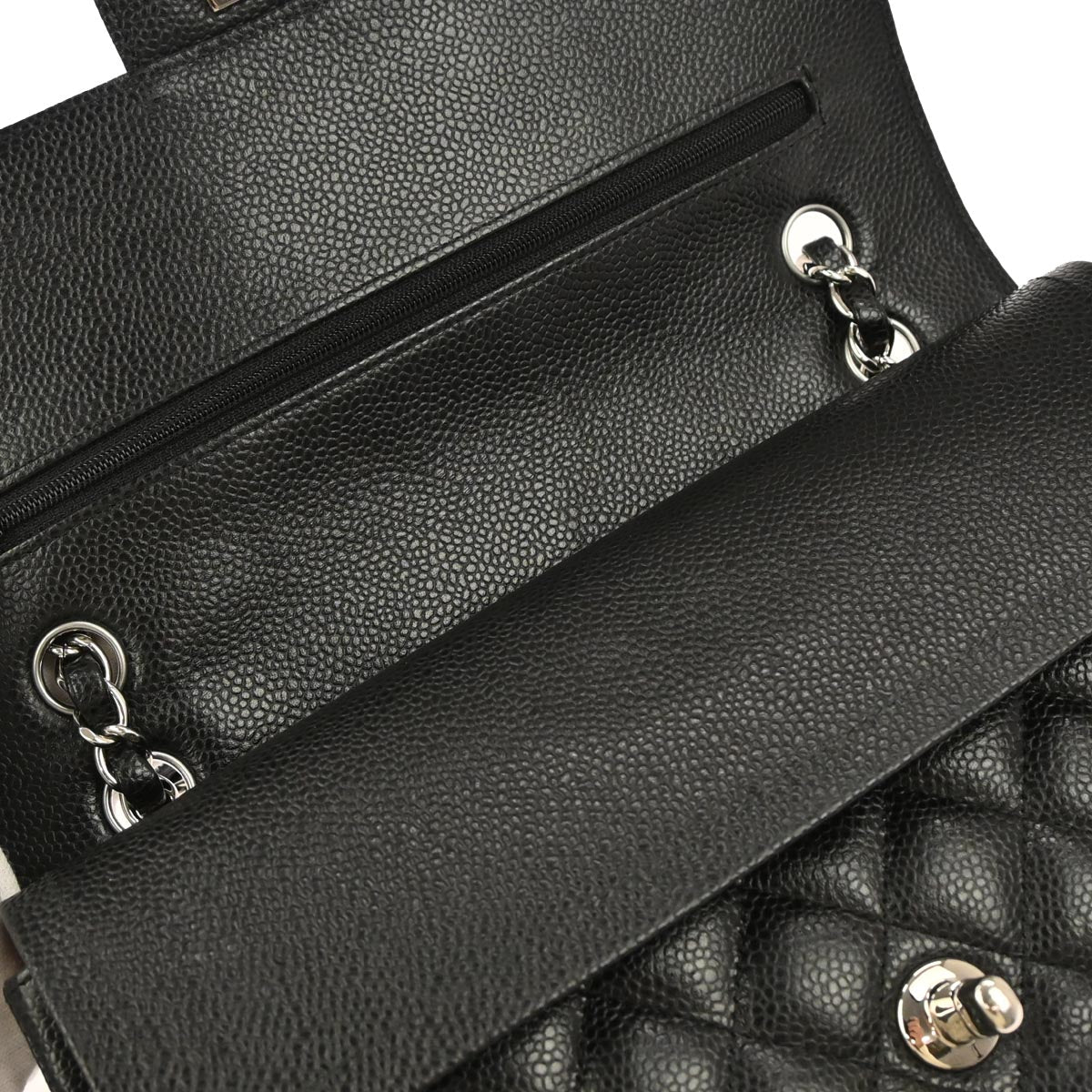 Chanel Black Caviar Skin Medium Classic Double Flap Shoulder Bag