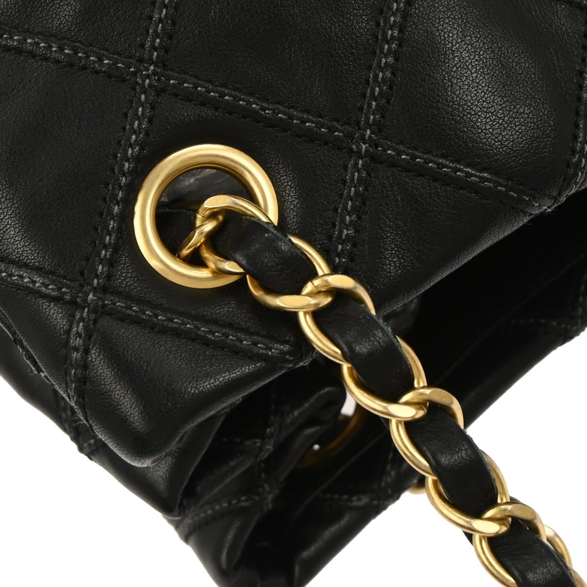 Chanel Black Lambskin Bicolore Tote Handbag