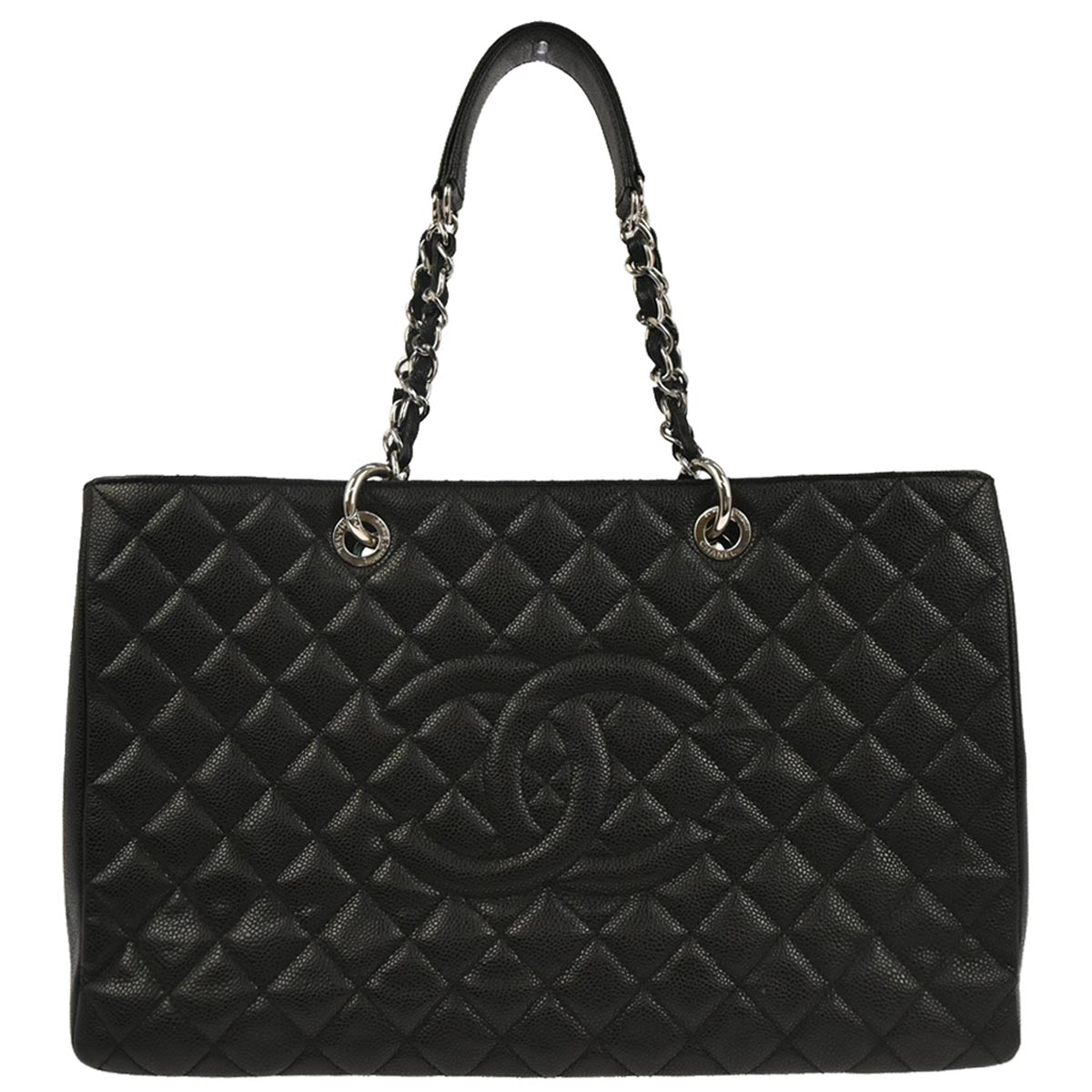 Chanel Black Caviar Grand Shopping Tote GST XL Chain Handbag