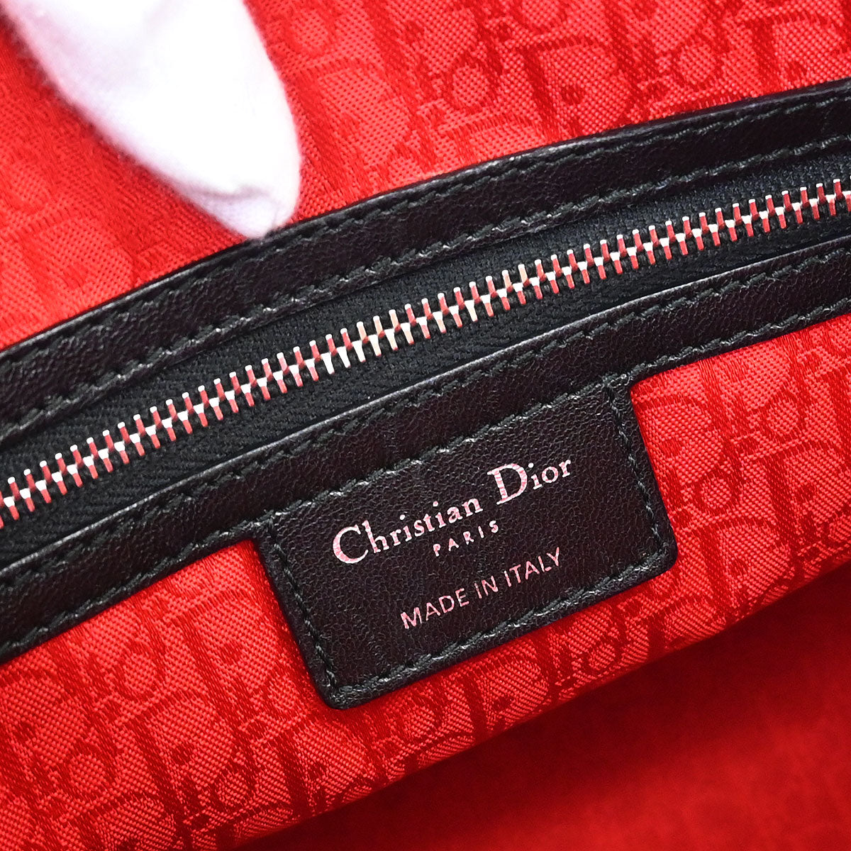 Christian Dior Black Lambskin Large Lady Dior Cannage 2way Shoulder Handbag