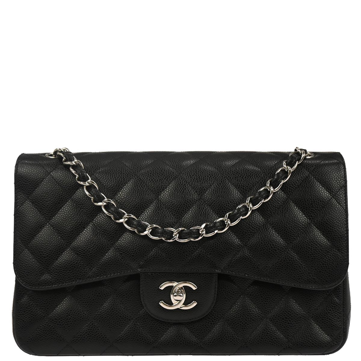 Chanel Black Caviar Skin Classic Double Flap Shoulder Bag