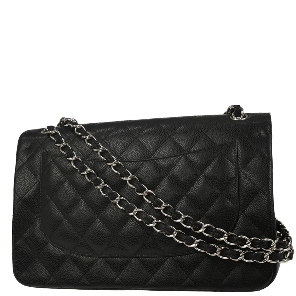 Chanel Black Caviar Skin Classic Double Flap Shoulder Bag