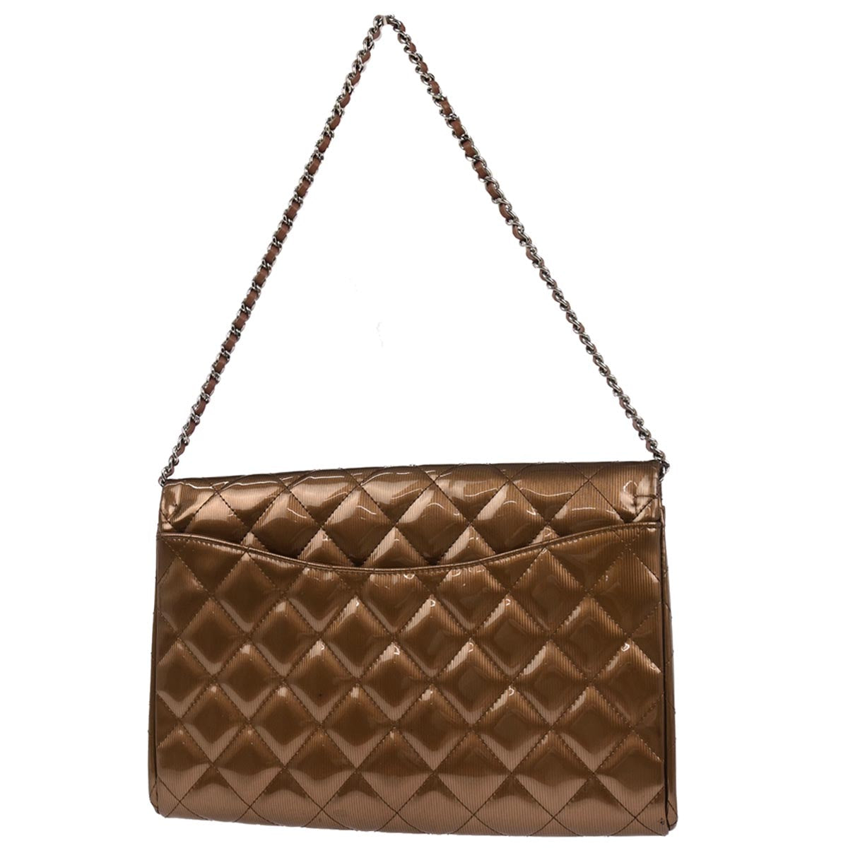 Chanel Bronze Striated Patent Leather Timeless Handbag