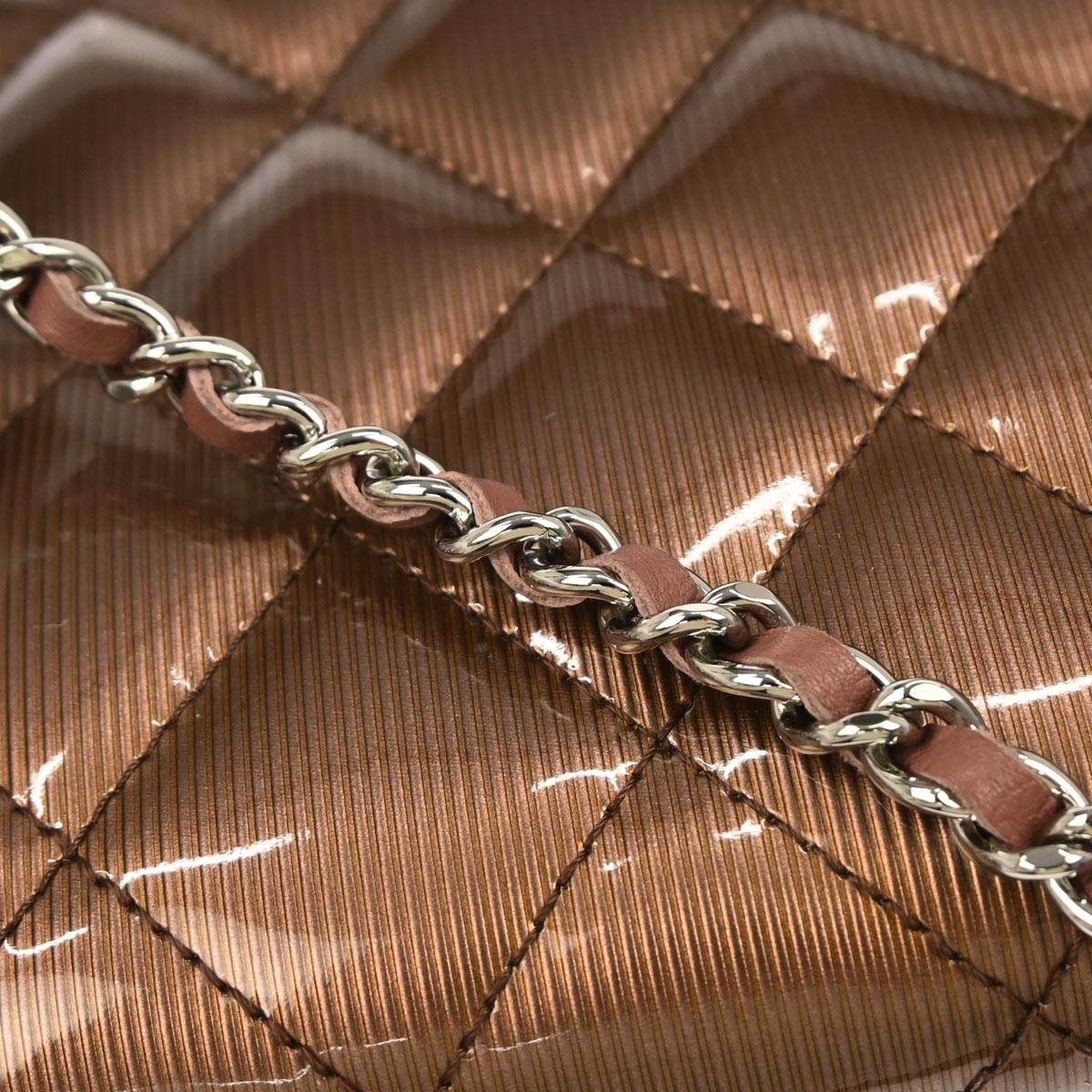 Chanel Bronze Striated Patent Leather Timeless Handbag