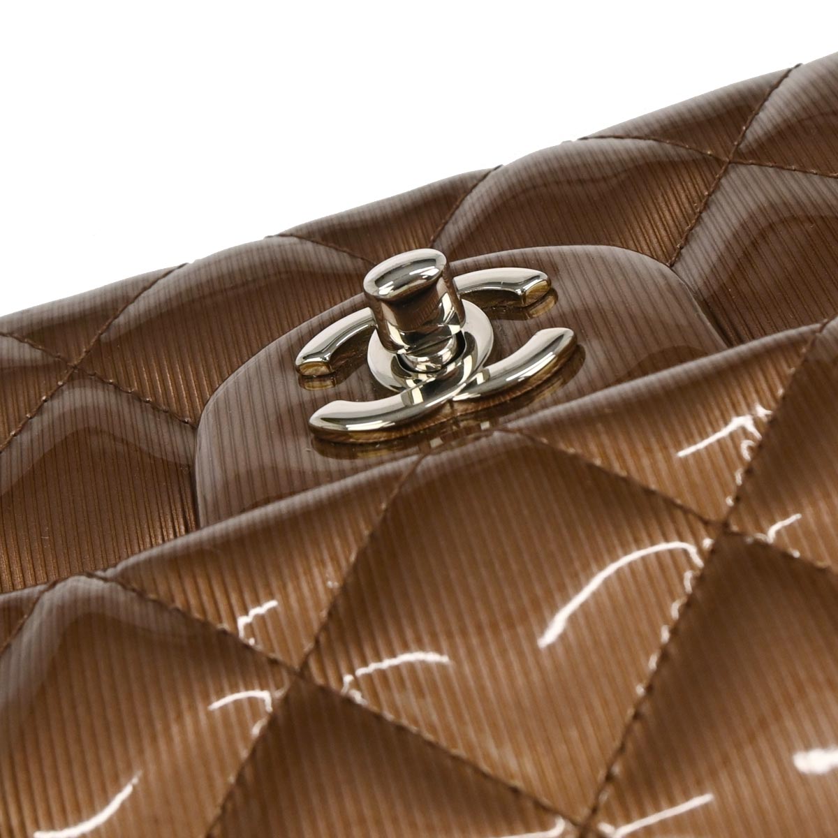 Chanel Bronze Striated Patent Leather Timeless Handbag
