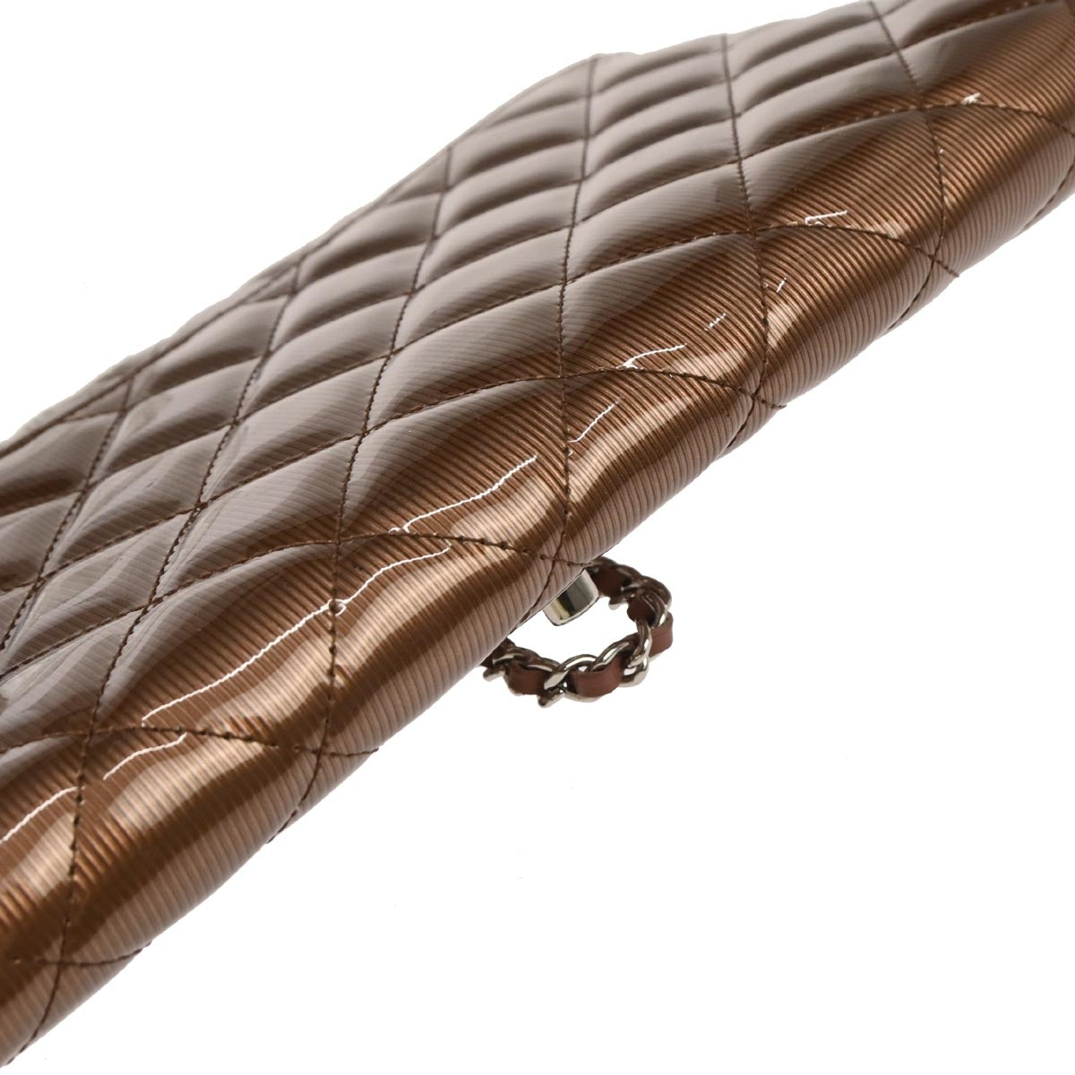 Chanel Bronze Striated Patent Leather Timeless Handbag