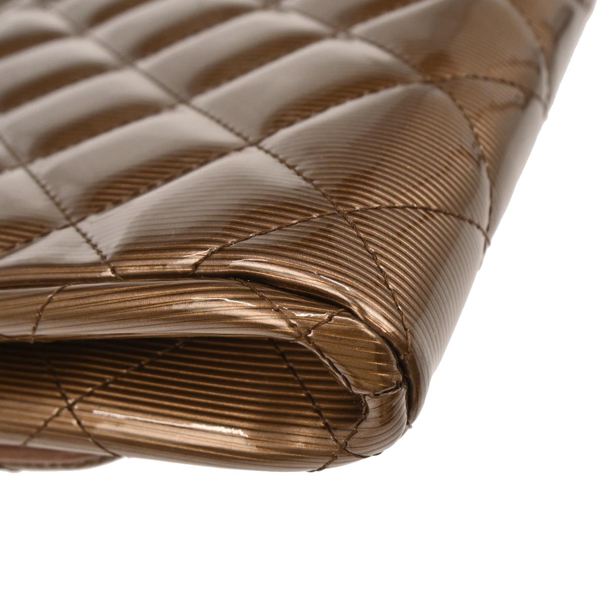Chanel Bronze Striated Patent Leather Timeless Handbag
