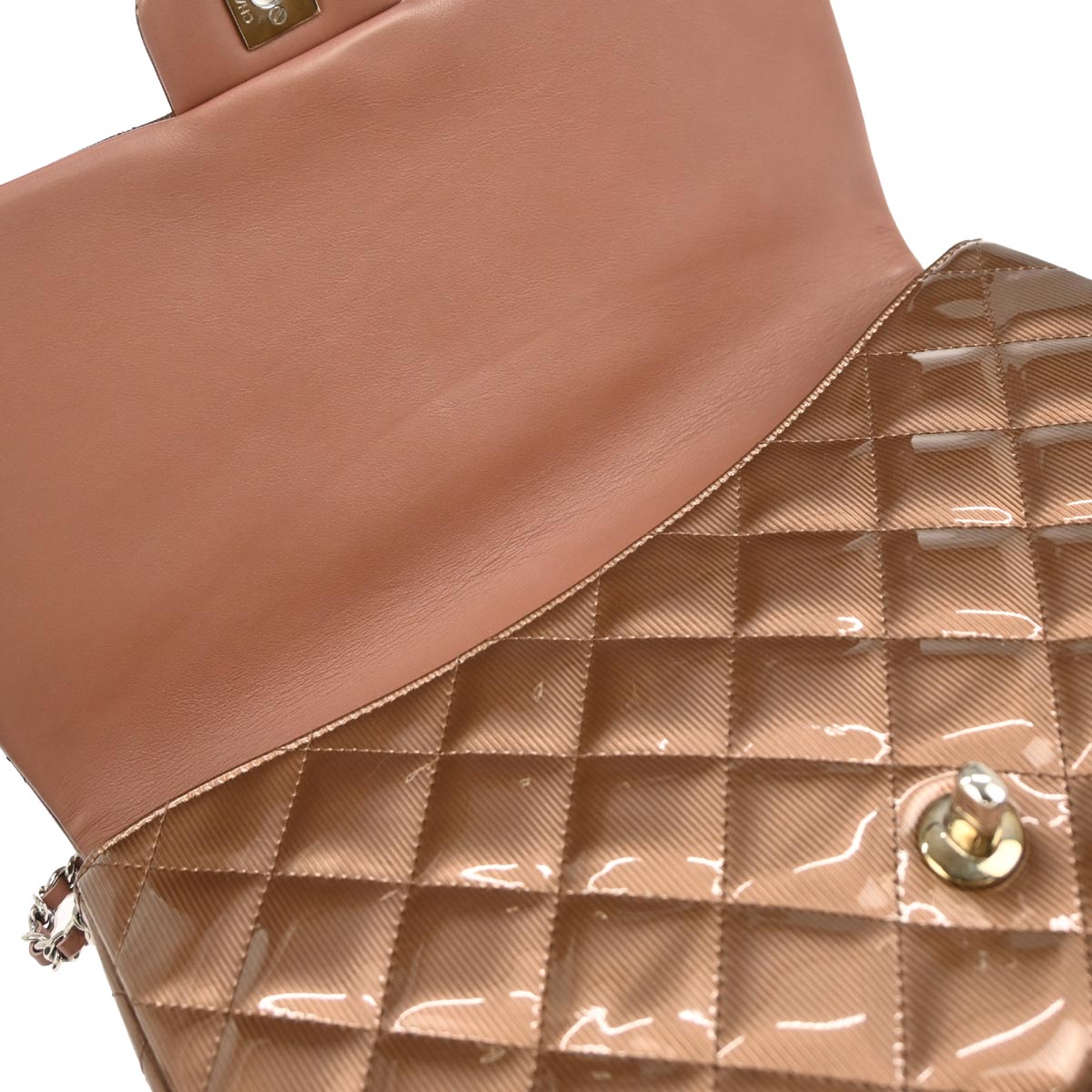 Chanel Bronze Striated Patent Leather Timeless Handbag