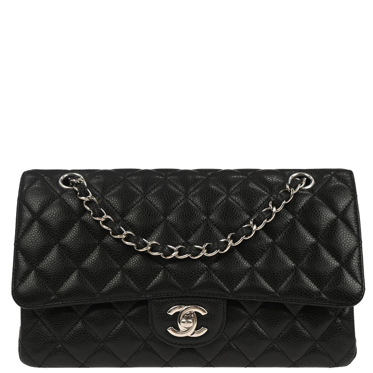 Chanel Black Caviar Skin Medium Classic Double Flap Shoulder Bag