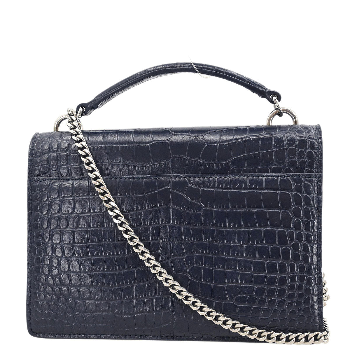 Saint Laurent * Navy Embossed Leather Sunset Handbag