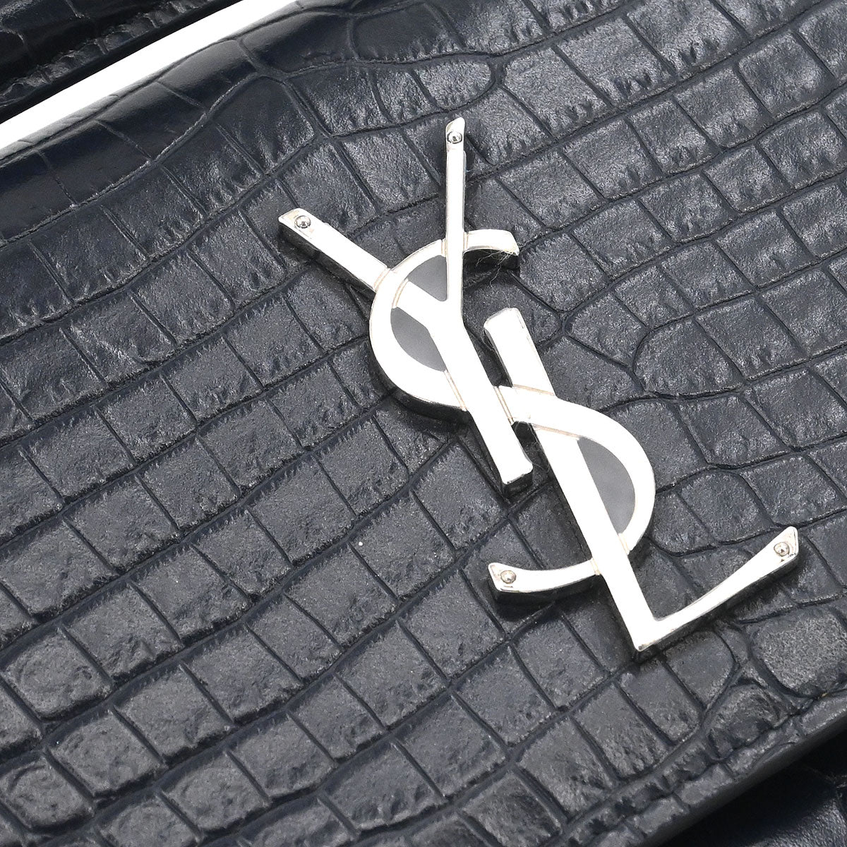 Saint Laurent * Navy Embossed Leather Sunset Handbag