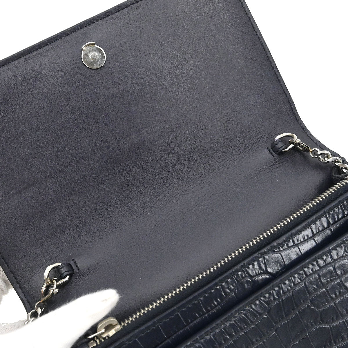 Saint Laurent * Navy Embossed Leather Sunset Handbag