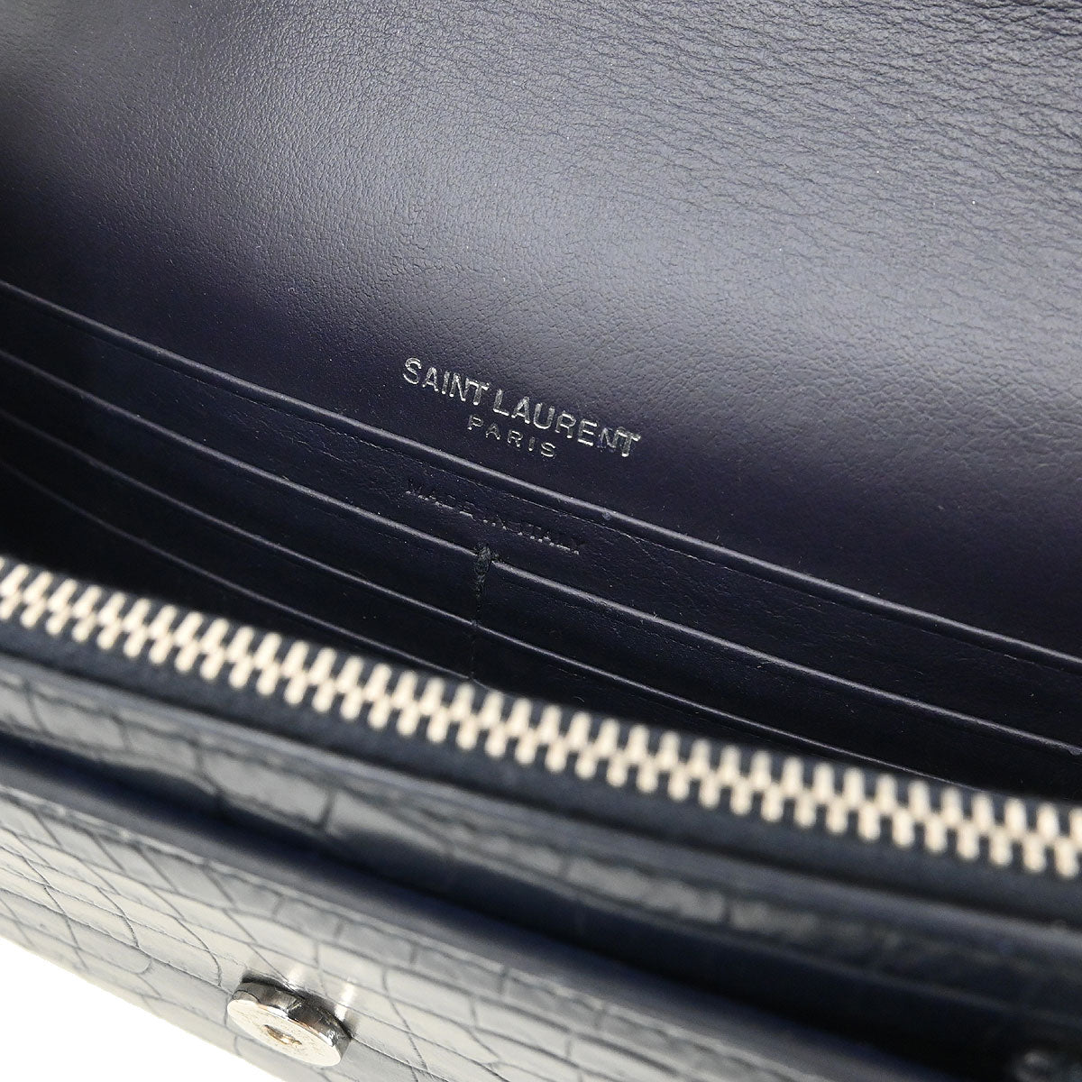 Saint Laurent * Navy Embossed Leather Sunset Handbag