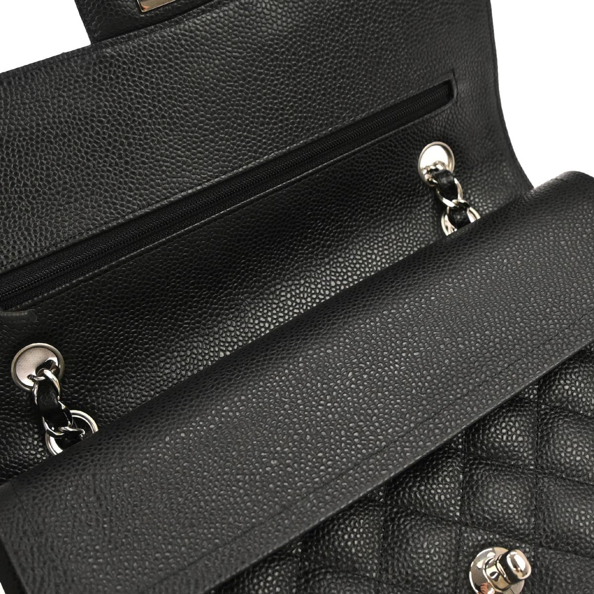 Chanel Black Caviar Skin Medium Classic Double Flap Shoulder Bag