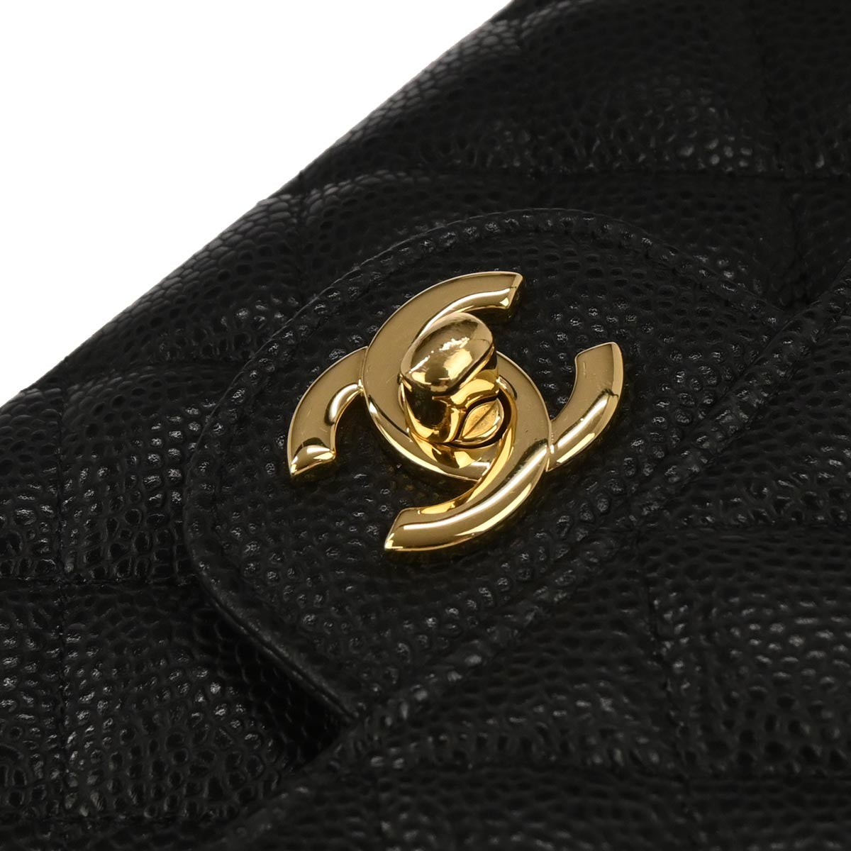 Chanel Black Caviar Skin Medium Classic Double Flap Shoulder Bag