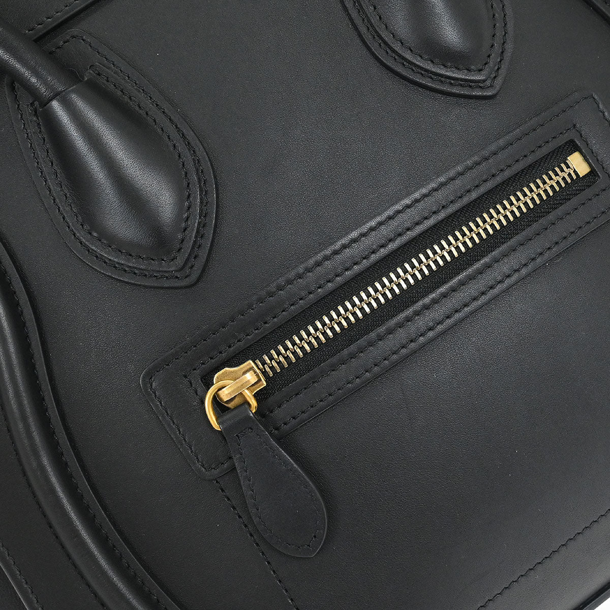 Celine Black Leather Micro Luggage Tote Bag
