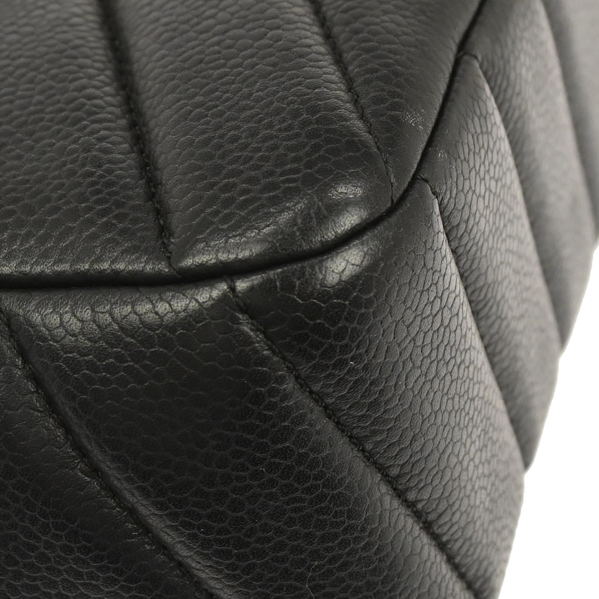 Chanel Black Caviar Skin Chevron Flap Bag Shoulder Bag