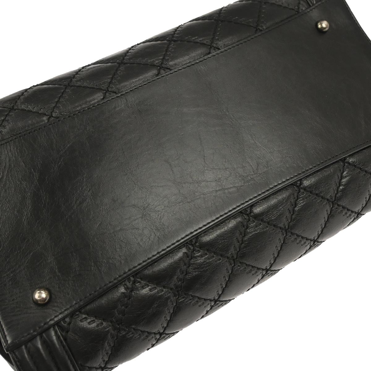 Boy Chanel Black Calfskin Double Stitch ShoulderTote Bag