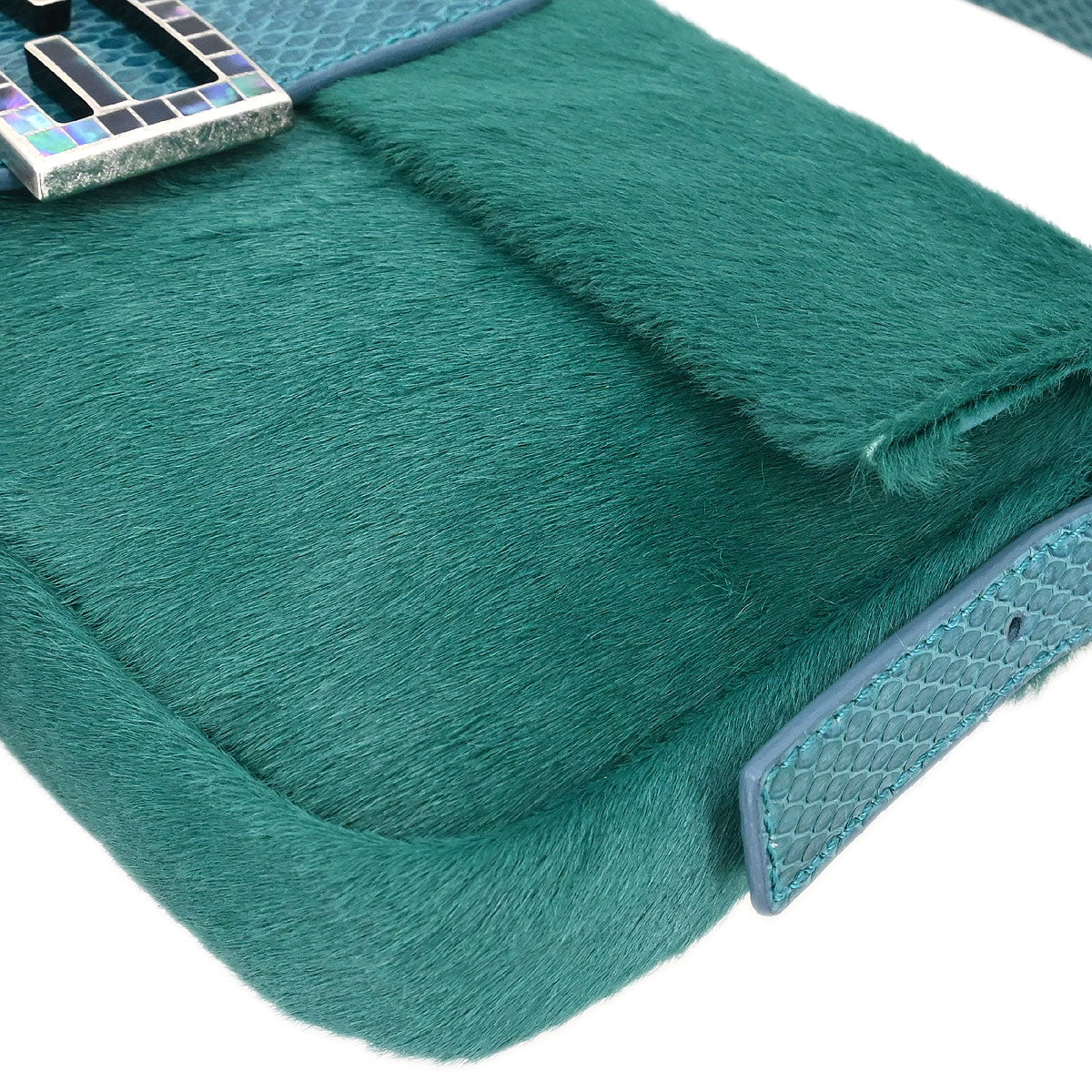 Fendi * Green Pony Hair Python Baguette Handbag