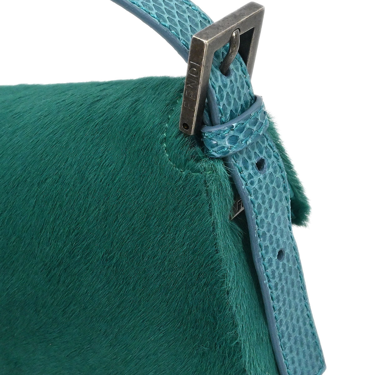 Fendi * Green Pony Hair Python Baguette Handbag