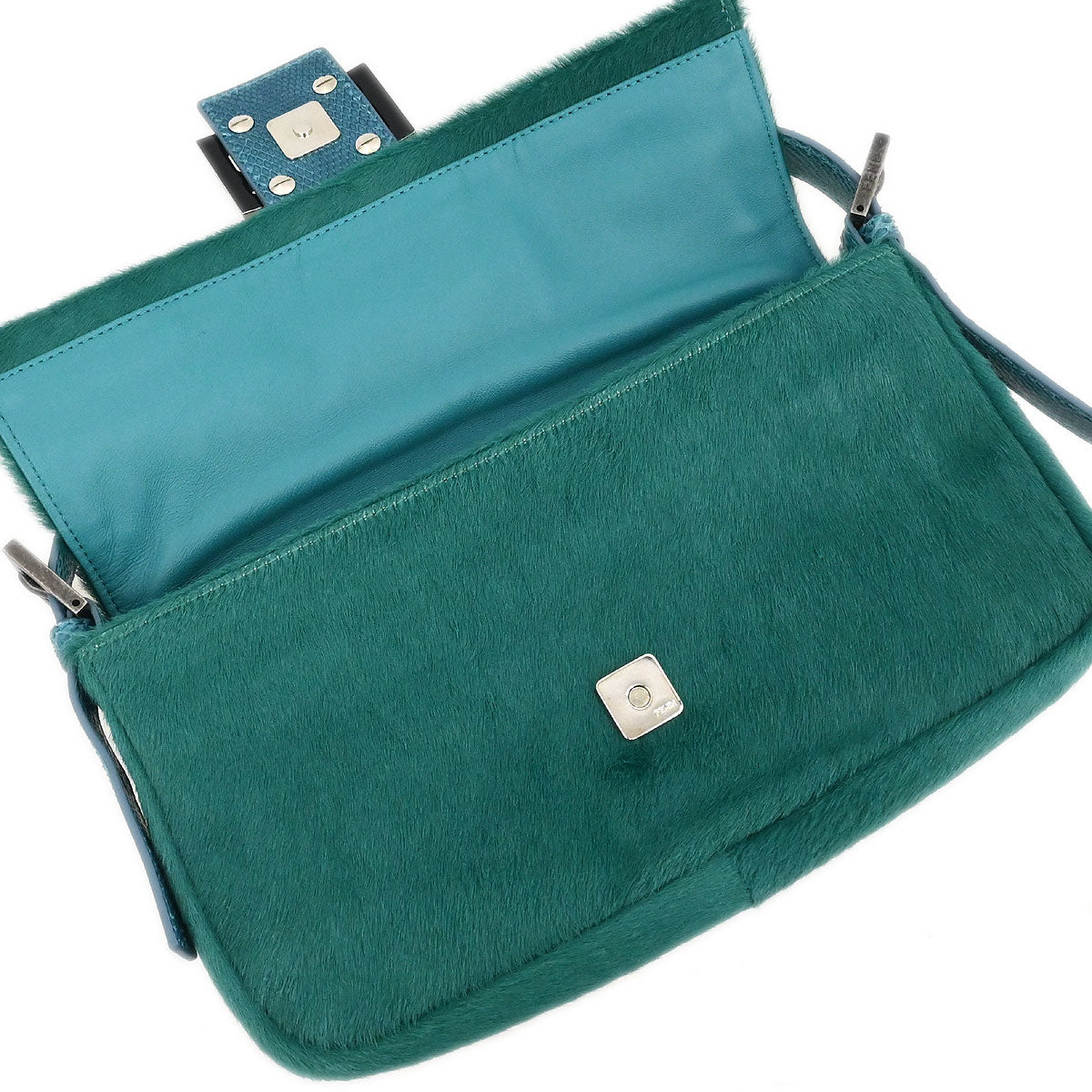 Fendi * Green Pony Hair Python Baguette Handbag
