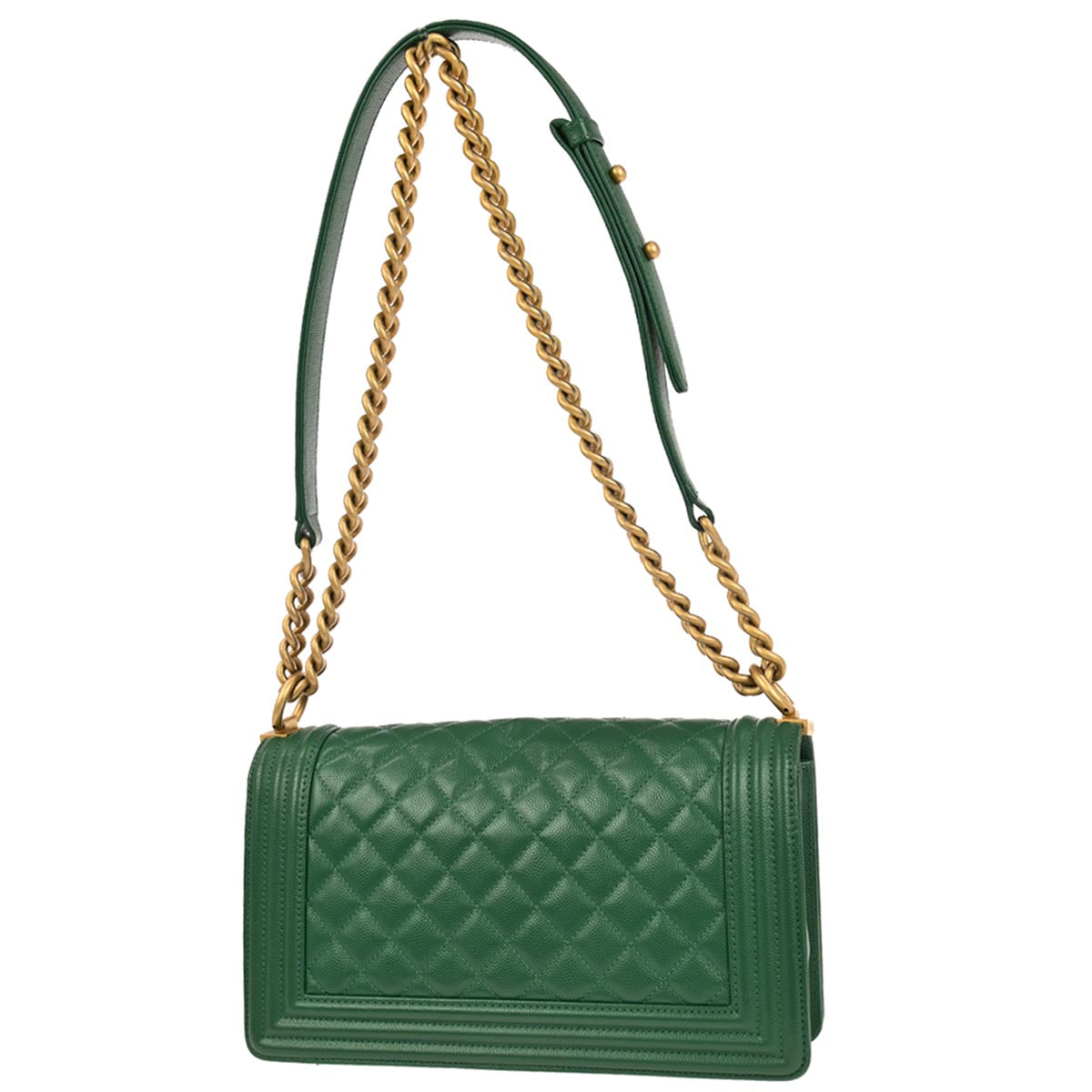 Boy Chanel Green Caviar Skin Medium Shoulder Bag
