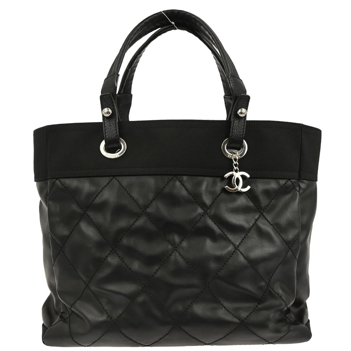 Chanel Black Coated Canvas Paris-Biarritz MM Tote Handbag