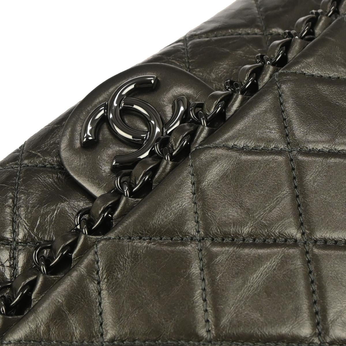 Chanel Gray Calfskin Chain Me Shoulder Bag