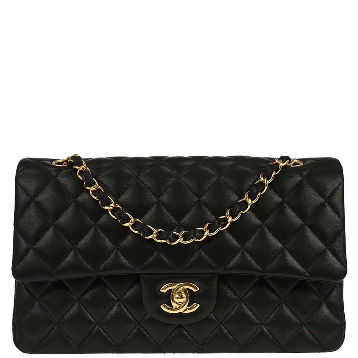 Chanel Black Lambskin Medium Classic Double Flap Shoulder Bag