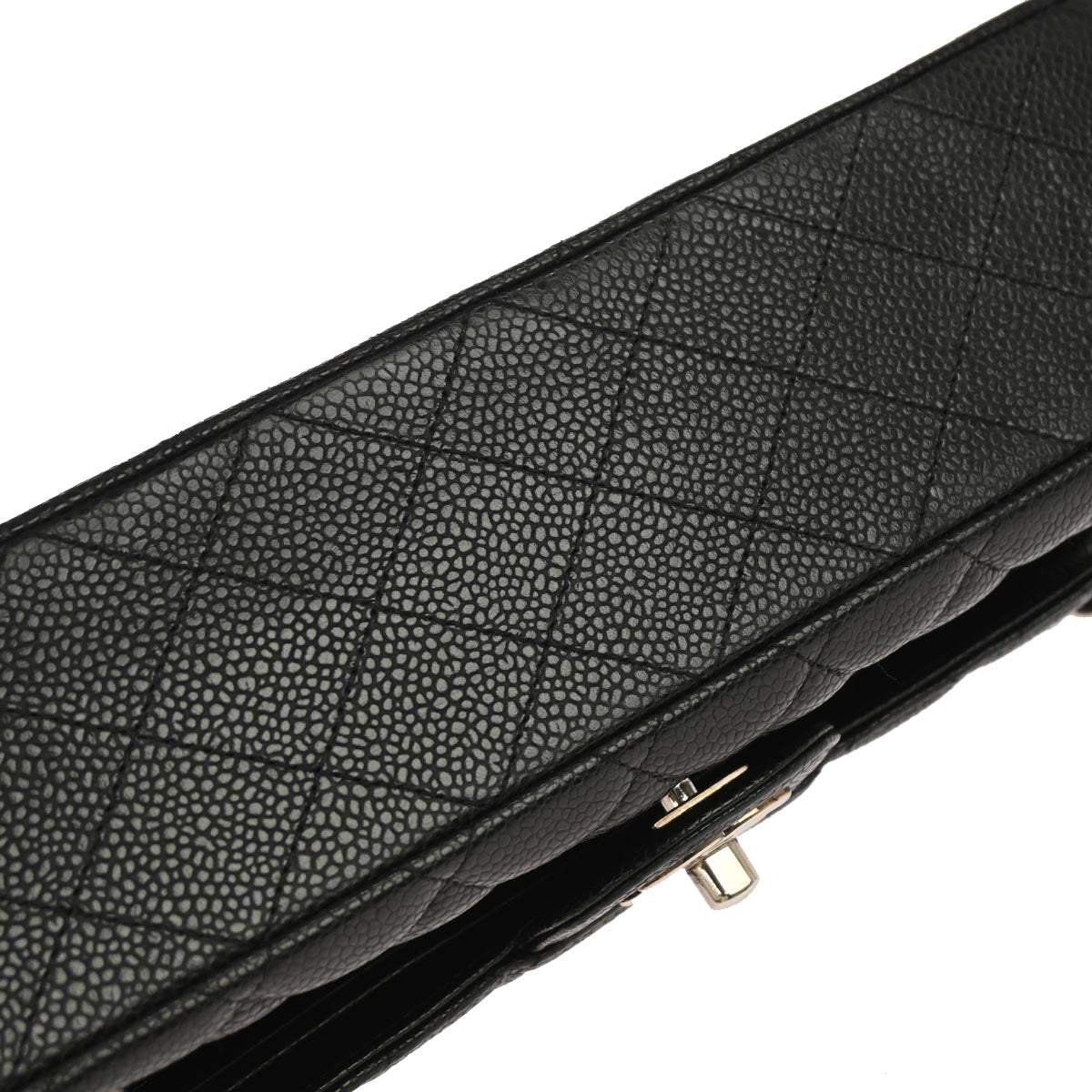 Chanel Black Caviar Skin Medium Classic Double Flap Shoulder Bag