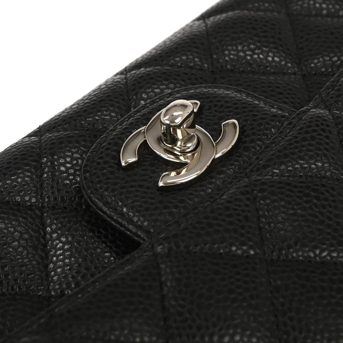 Chanel Black Caviar Skin Medium Classic Double Flap Shoulder Bag