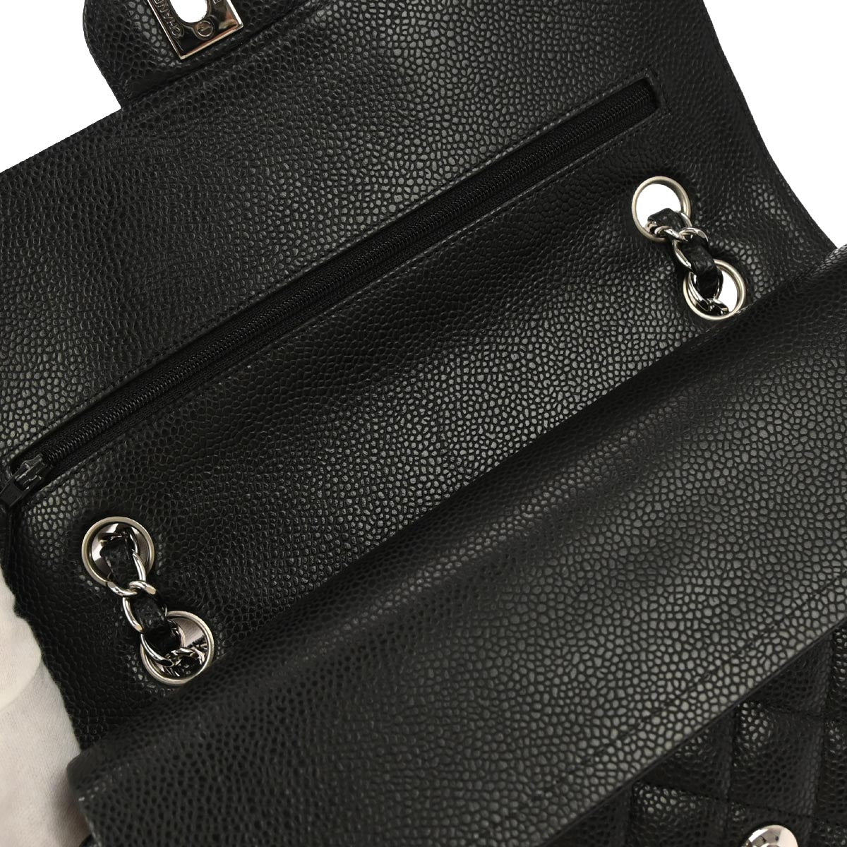 Chanel Black Caviar Skin Medium Classic Double Flap Shoulder Bag