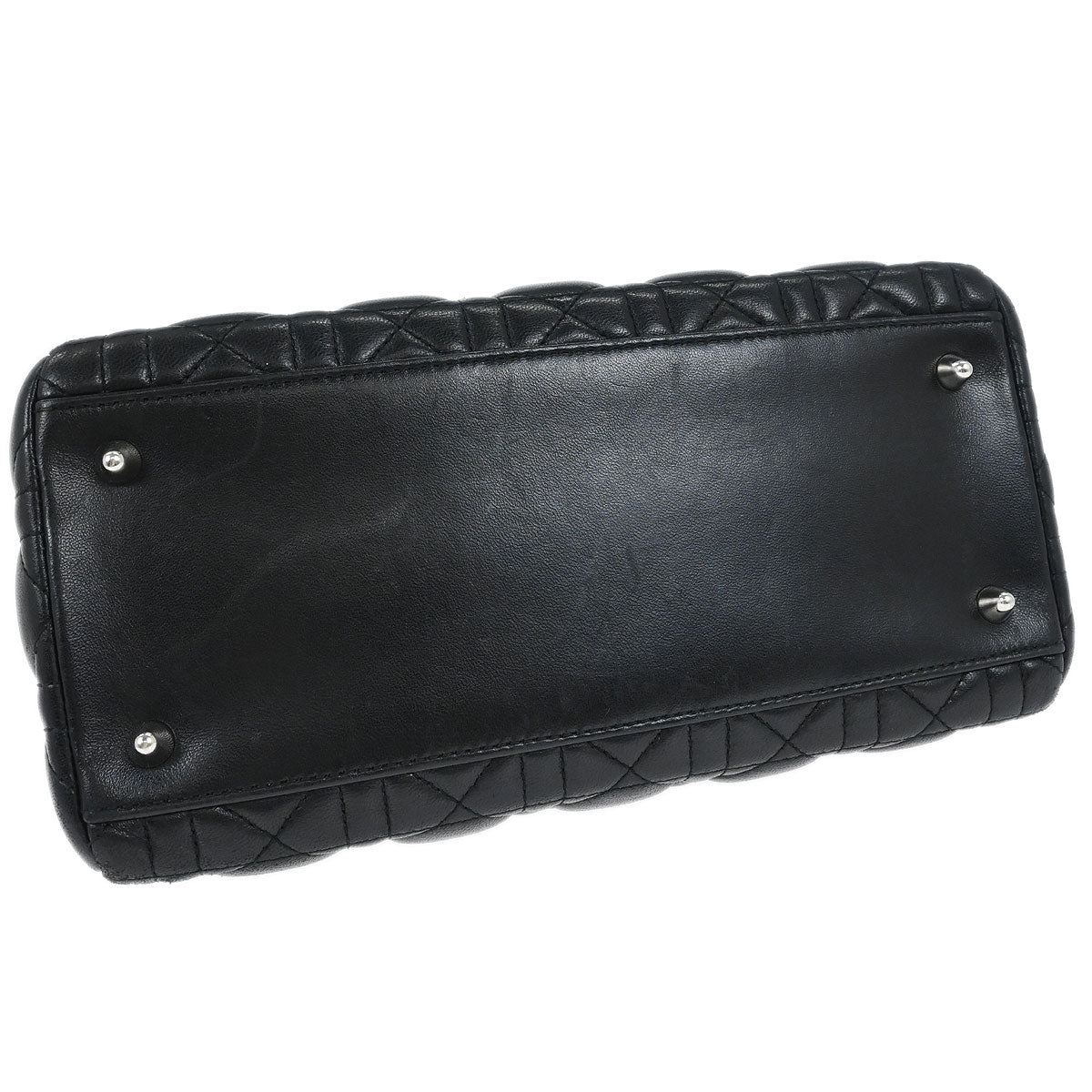 Christian Dior Black Lambskin Medium Lady Dior Cannage 2way Shoulder Handbag