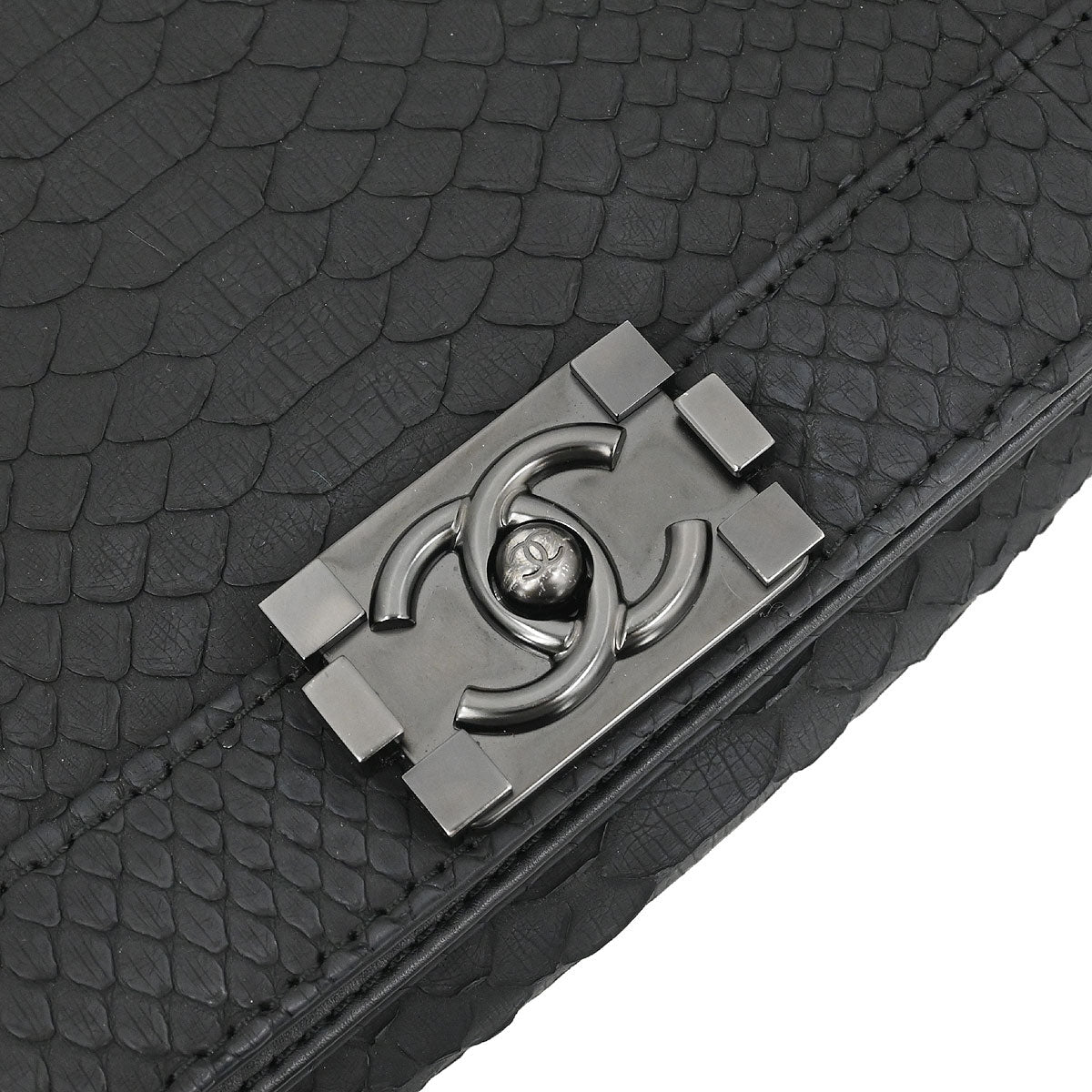 Boy Chanel * Black Python New Medium Shoulder Bag