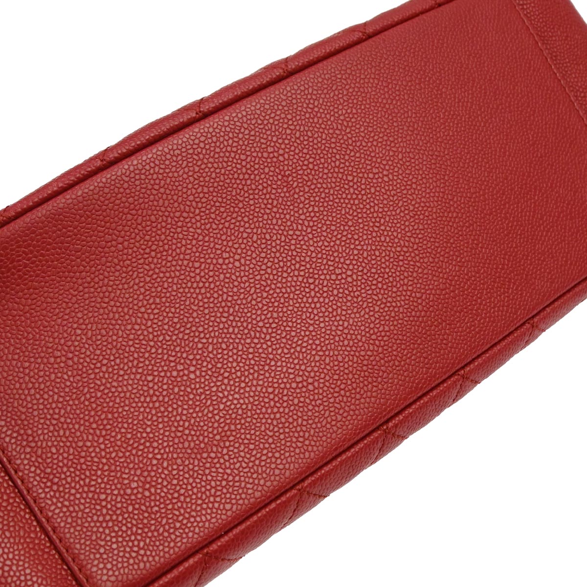 Chanel Red Caviar Skin Grand Shopping Tote GST Chain Handbag