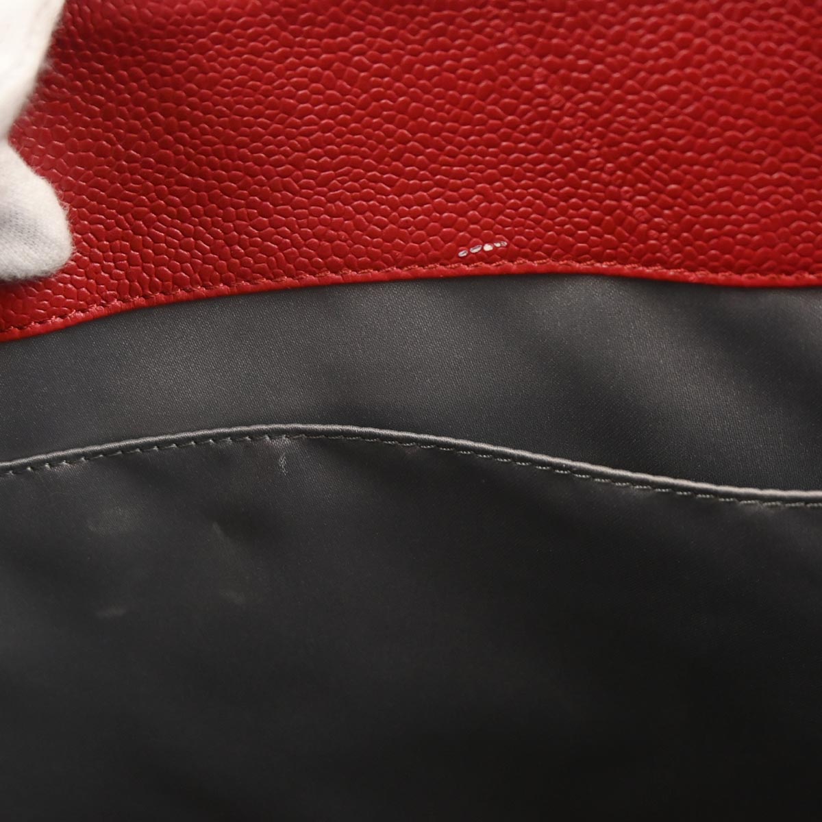 Chanel Red Caviar Skin Grand Shopping Tote GST Chain Handbag