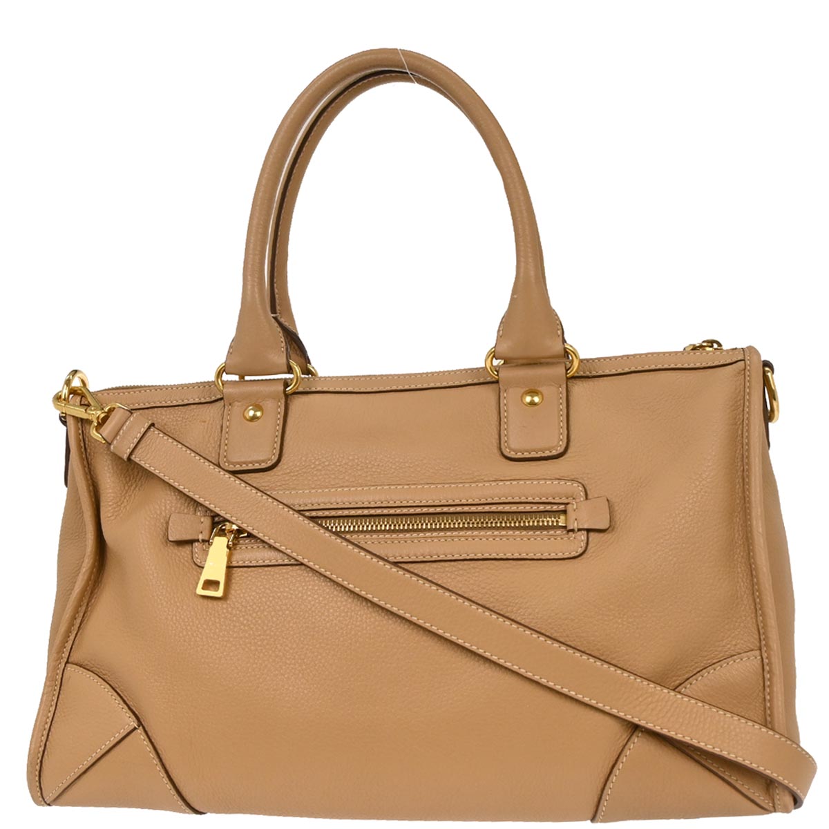 Prada Beige Leather 2way Handbag