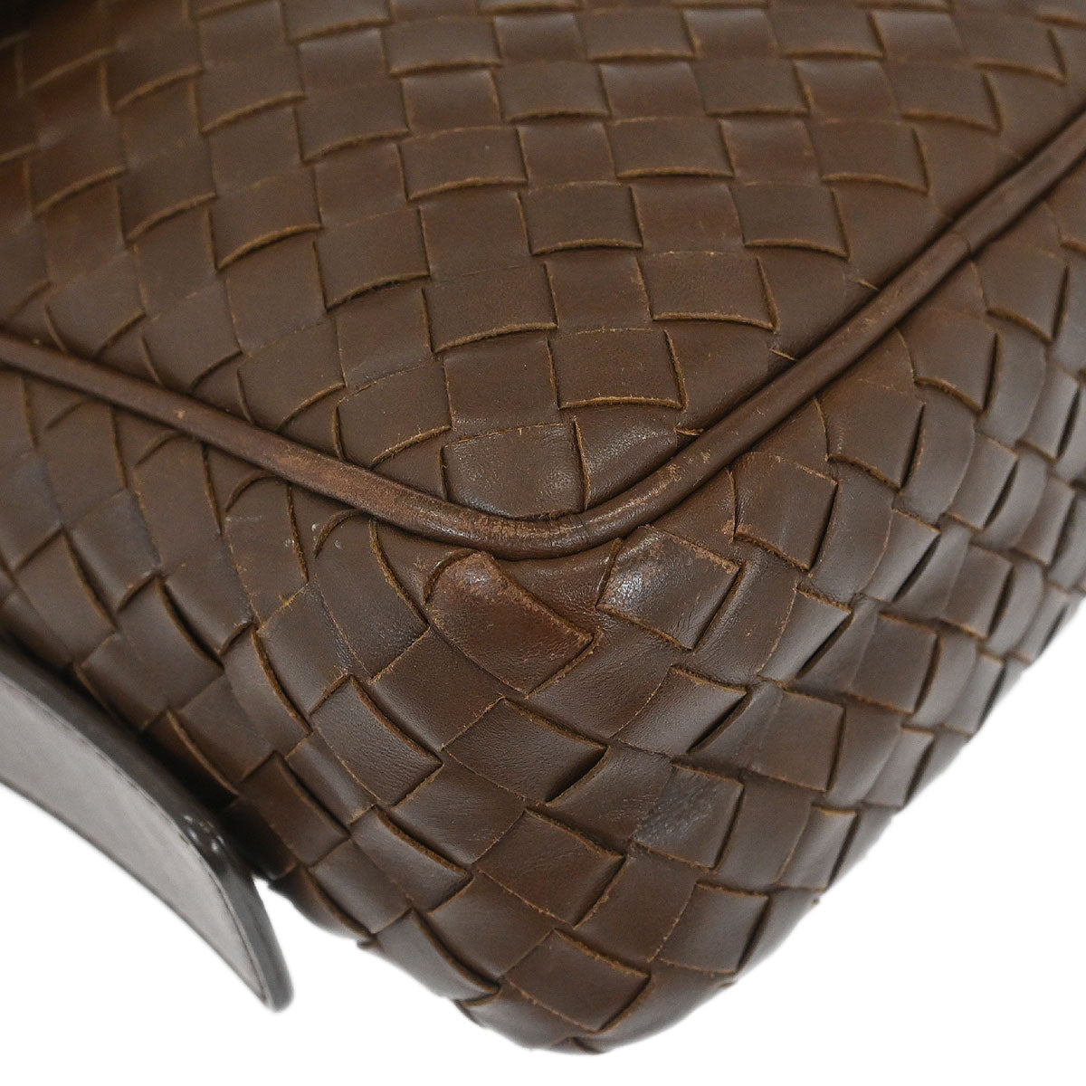 Bottega Veneta Brown Calfskin Intrecciato Shoulder Bag