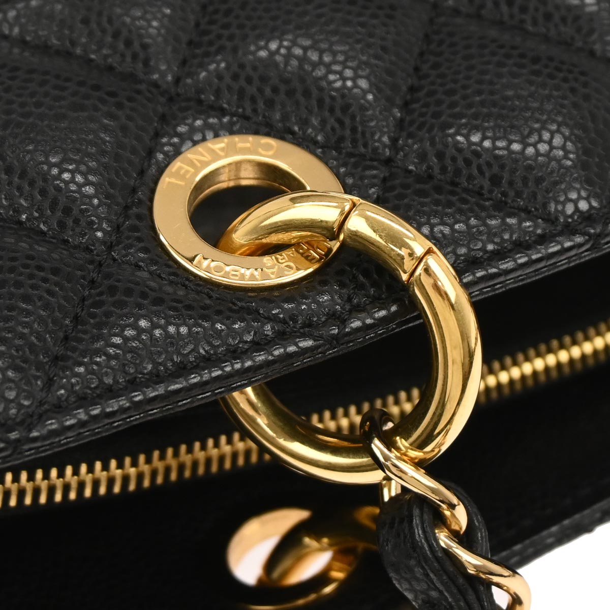 Chanel Black Caviar Skin Grand Shopping Tote GST Chain Handbag