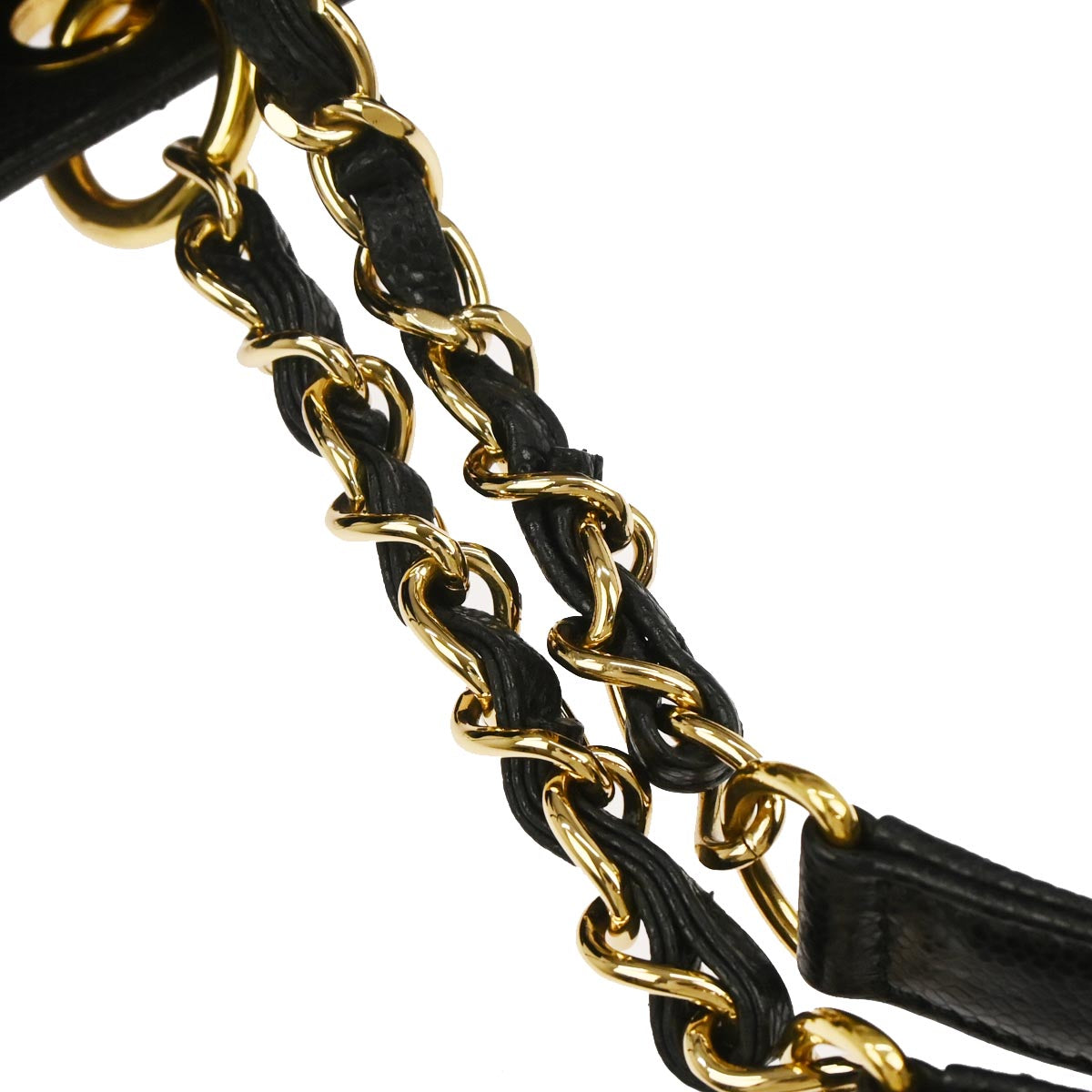 Chanel Black Caviar Skin Grand Shopping Tote GST Chain Handbag