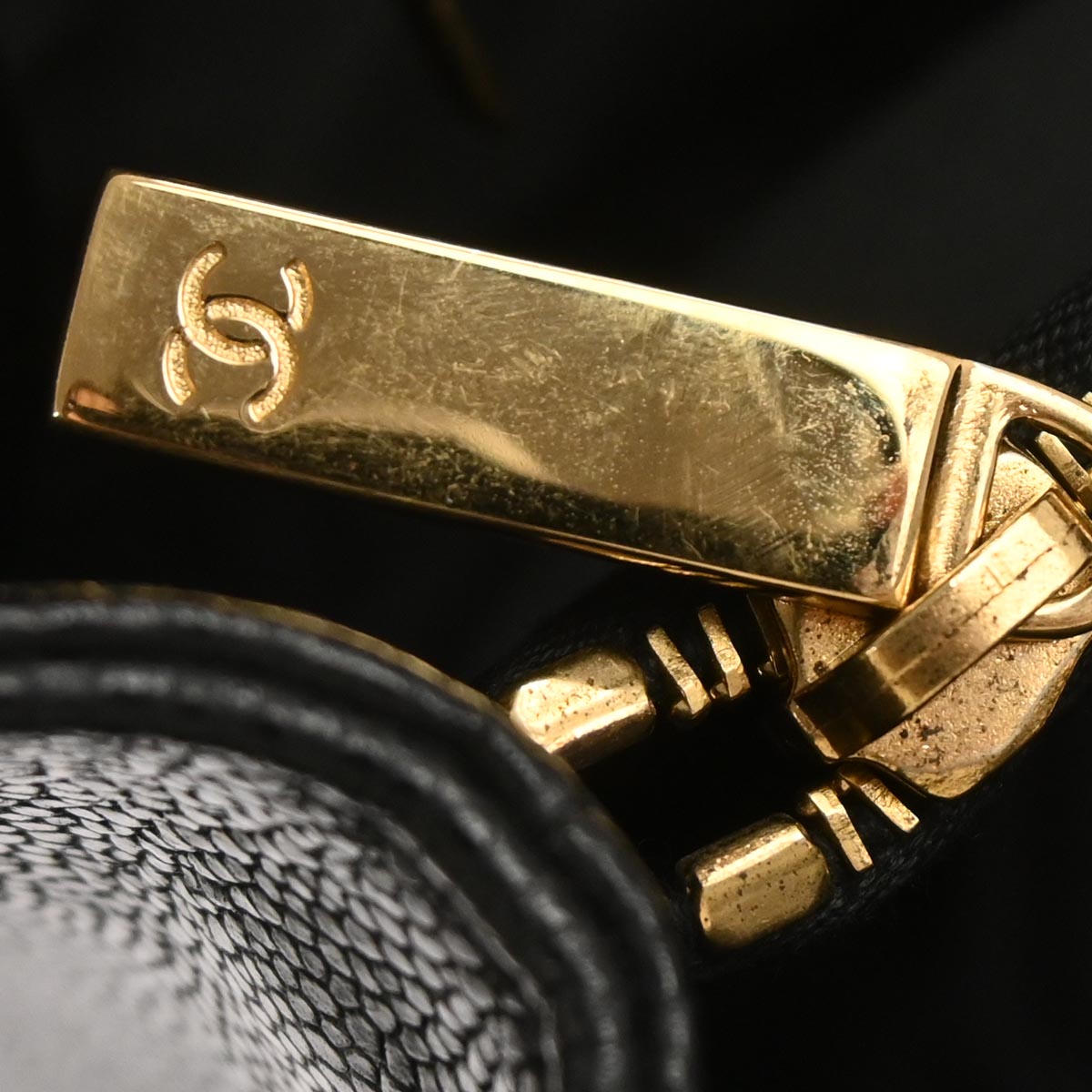 Chanel Black Caviar Skin Grand Shopping Tote GST Chain Handbag