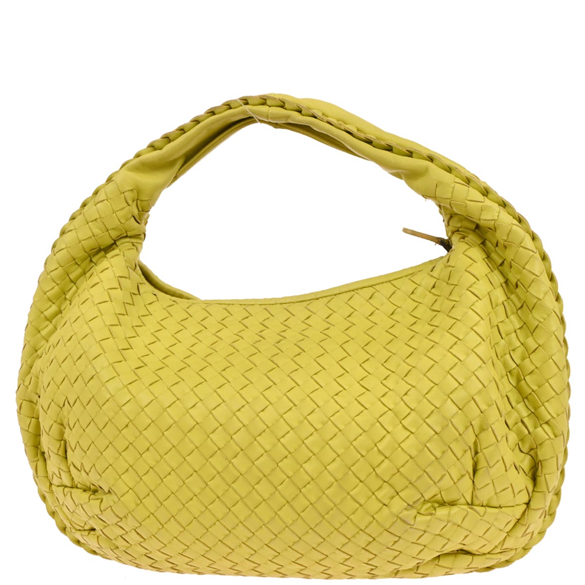 Bottega Veneta Yellow Lambskin Intrecciato Hobo Handbag