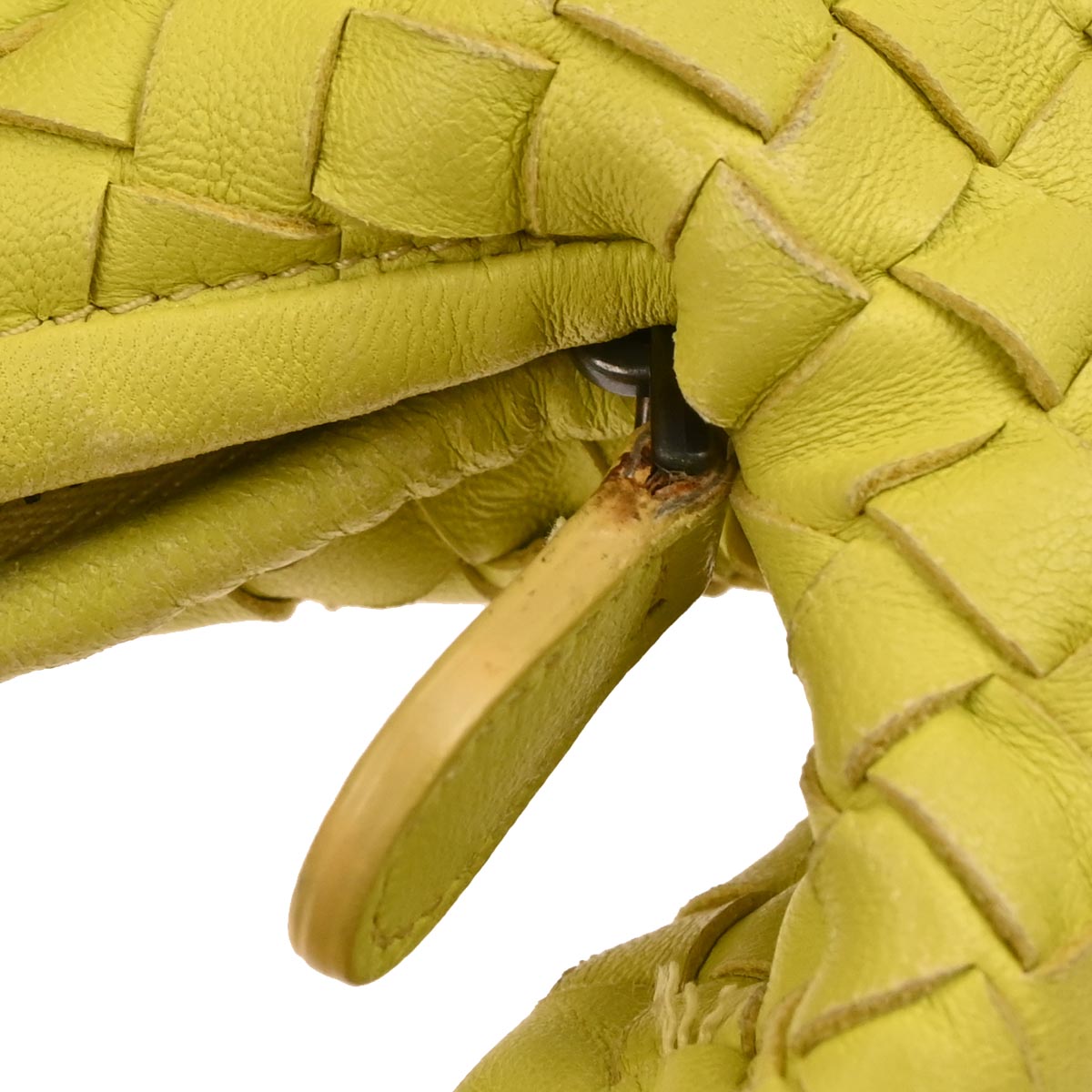 Bottega Veneta Yellow Lambskin Intrecciato Hobo Handbag